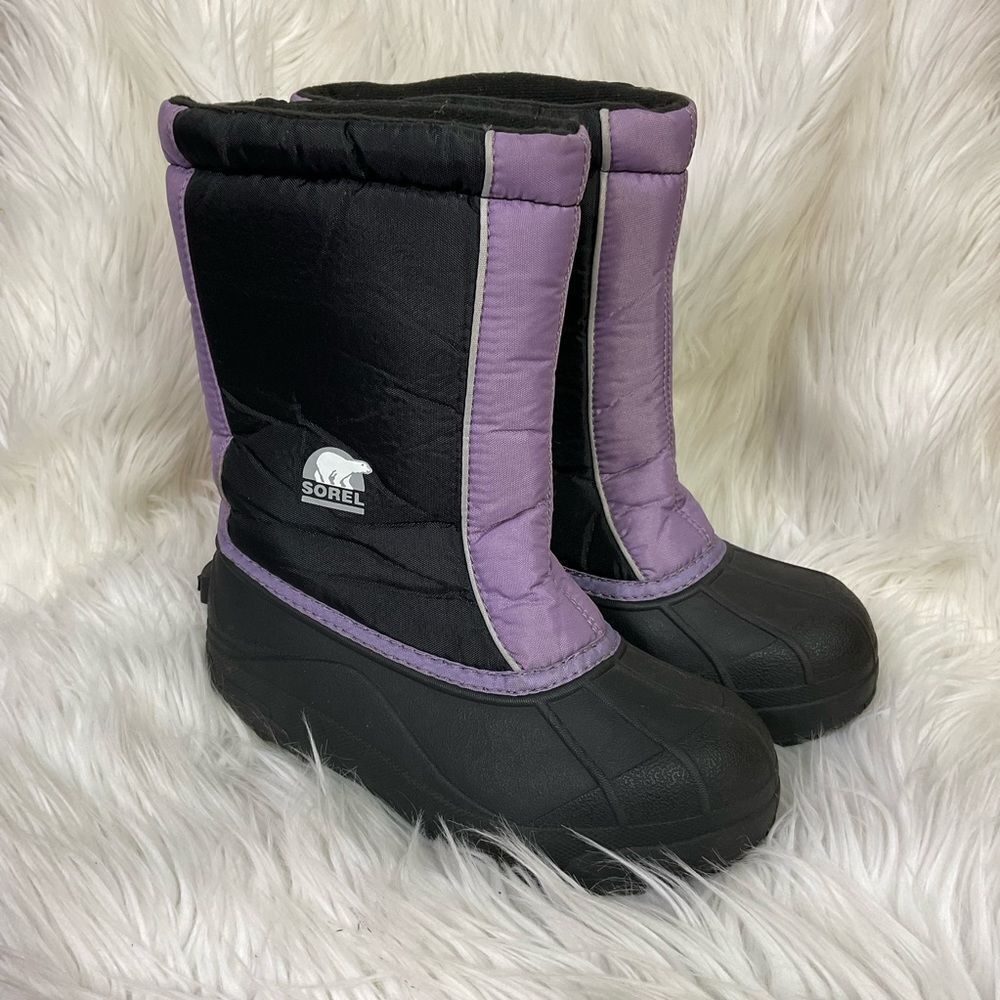 Sorel snow command black purple winter pull on boots 4